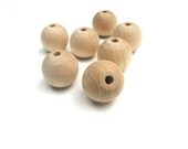 25 Round Wooden Beads - 3/4 Inch (20 mm) with 5/32 Inch Hole - Unfinished Wood Beads