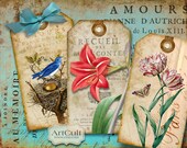 VINTAGE GARDEN - Digital Collage Sheet Printable Gift Tags Paper Craft Download Images Jewelry Holders