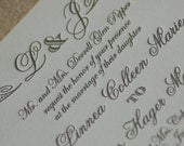 Letterpress Wedding Invitations  DEPOSIT