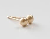 Recycled 14k Gold Post Earrings Brushed Finish Organic Studs