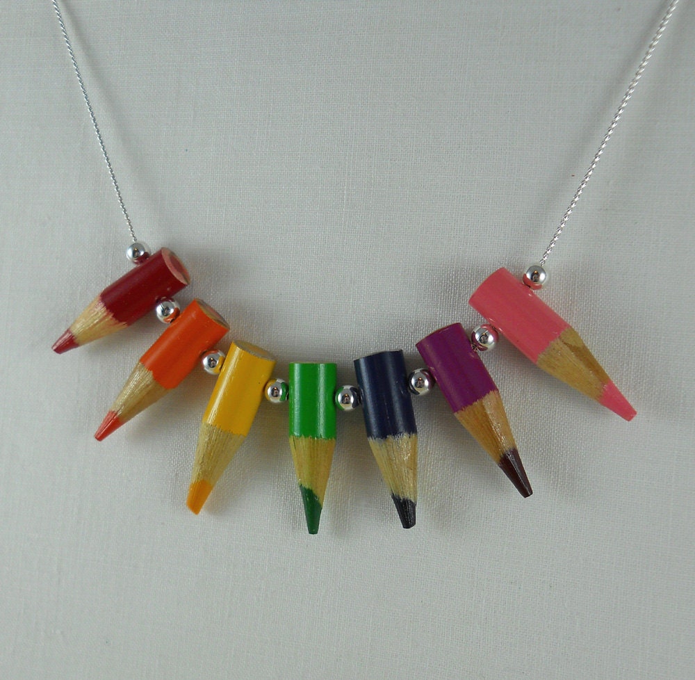 Colored Pencil Necklace Jewelry Beaded Necklace by miceart