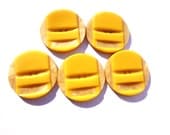Art Deco design large yellow vintage buttons -  set of 5