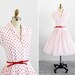 vintage 1950s dress / 50s dress / White and Orange Polka Dot Dress