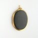 Large Enamel Locket. Swiss Dots. Black and Gold. Antique. Gold Over Brass.