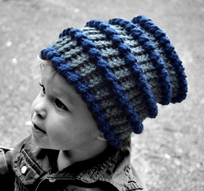 Baby Beehive Slouch in navy and grey