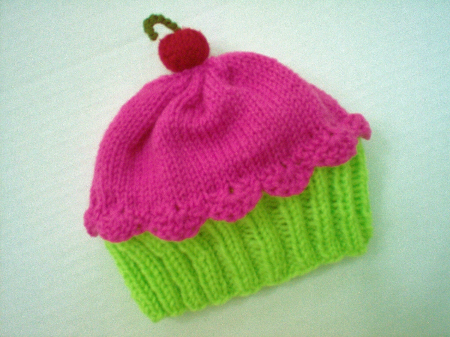 Cupcake Hat preemie newborn 3 6 9 12 18 months Cherry on Top Key Lime Green Cake Raspberry Watermelon Frosting Handmade Hand Knit