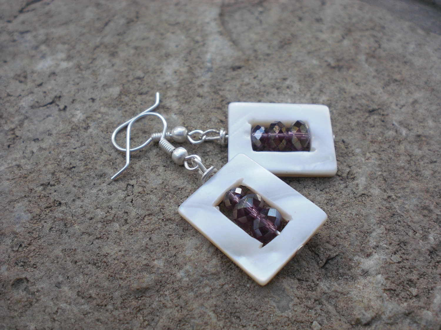 White Shell and Crystal Earrings