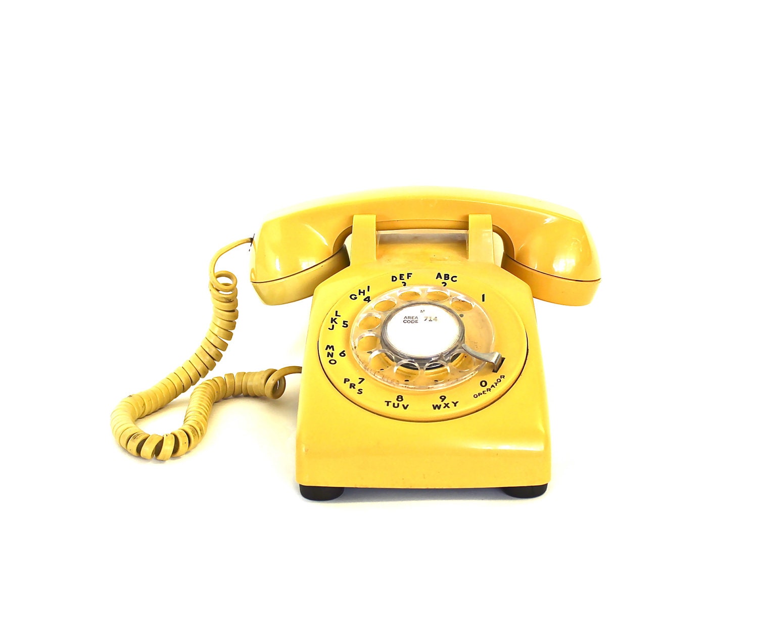 Give Me a Call Sometime - Vintage Yellow Rotary Phone