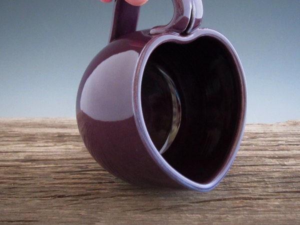 Heart Mug in Purple - Coffee Mug - Love - Deep Purple - Engagement Gift - by DirtKicker Pottery