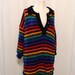 Vintage Non-Wool Sweater / Black Light Rainbow Stripe Tunic Mini / XL / Oversized Knit Top /