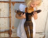 hug my doll equestrian doll wool Felt Mountain Girl primitive Prairie Rustic christmas Shabby gypsy boho Urban ooak Handmade Doll - katerustic
