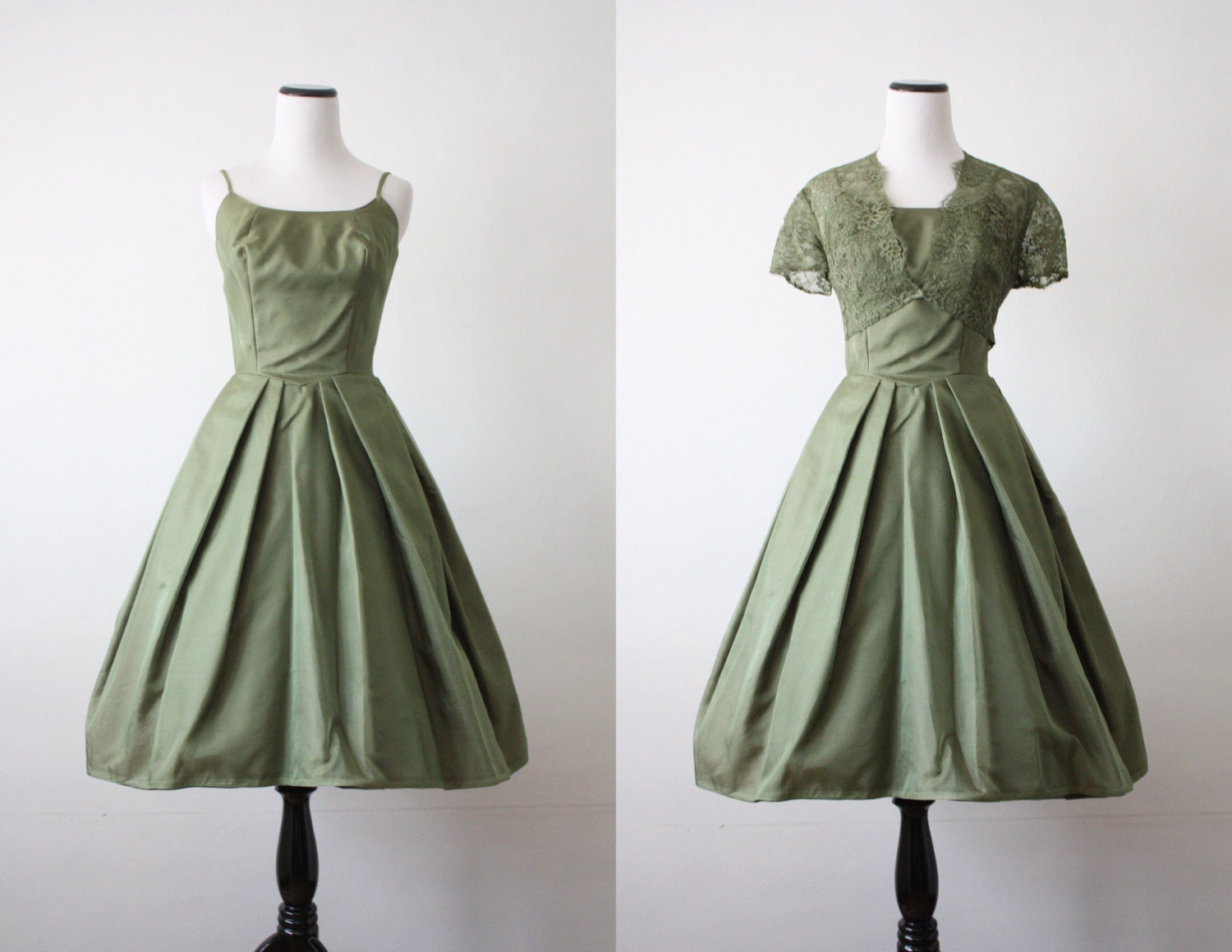 1950s dress - sage lace 50s dress