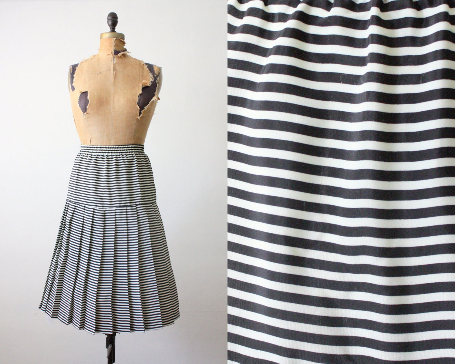 striped skirt - vintage 1970's nautical striped skirt