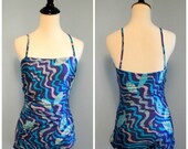 1970s Bandeau Bathing Suit / Bombshell One Piece / Removable Straps / Size Medium to Large