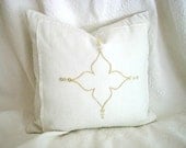 Vintage Napkin Pillow Cover Embroidered Linen Napkin on Vintage French Metis