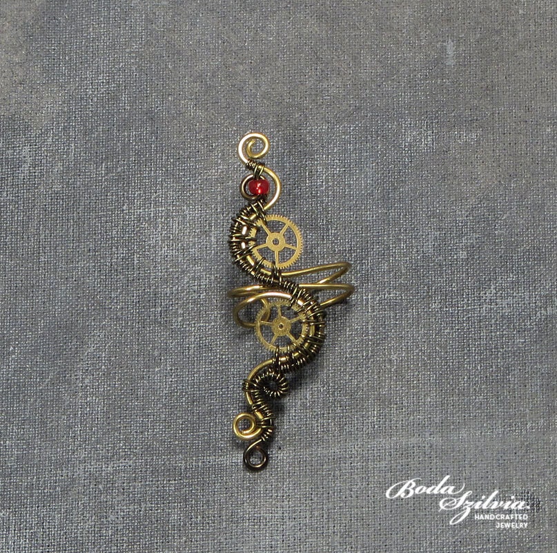 Steampunk princess bronze and brass ear cuff
