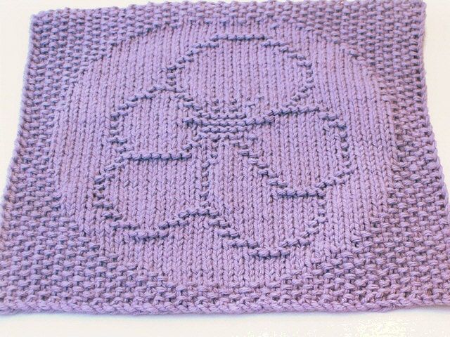 Hand Knit Lavender Pansy Dishcloth or Washcloth
