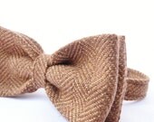 Mens Bow Tie - Cocoa Brown Irish Herringbone Tweed