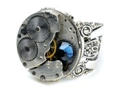 Petite Sapphire - 1923 Waltham Watch Steampunk Ring