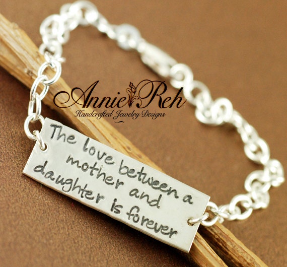 Mother and Daughter Bracelet, Hand Stamped Sterling Silver ID Bracelet, Personalized Bracelet, ID Style Bracelet