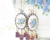 Vintage Jewel and Cameo Earrings - Whimsical - Bridal - Bridesmaid