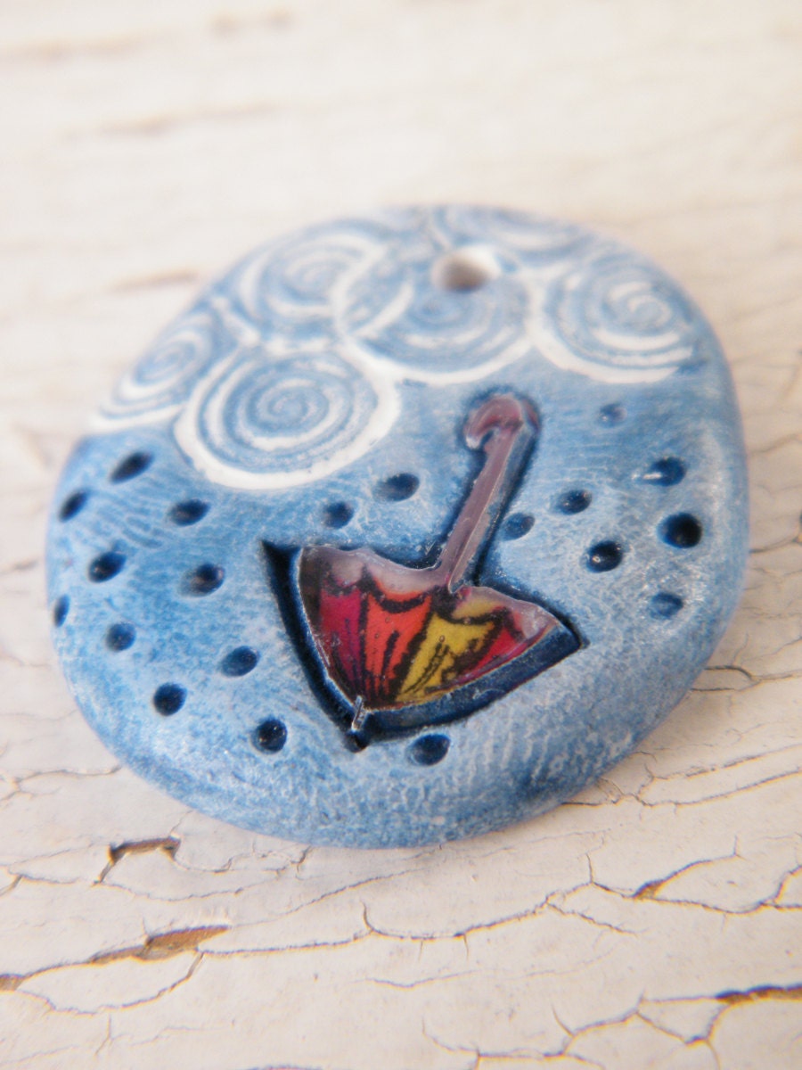 Rainy Day handpainted charm (ready to ship)