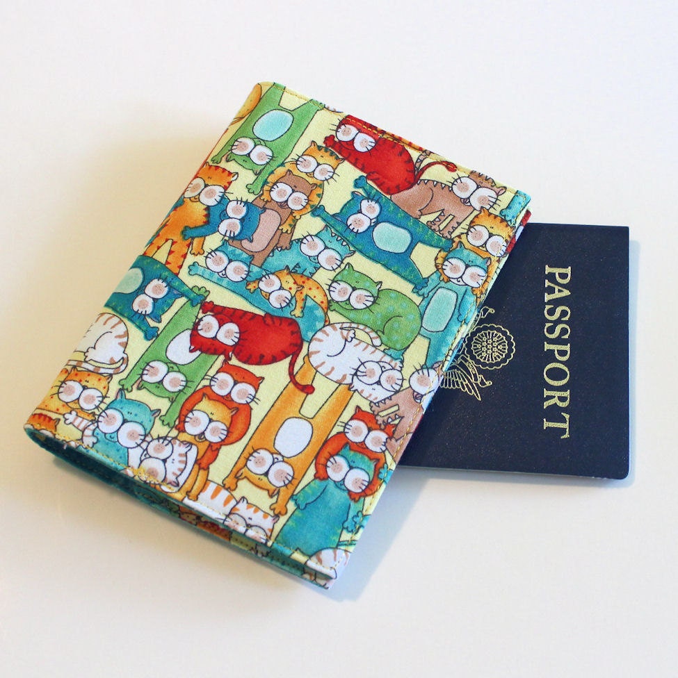 Cats Fabric Passport Cover with Cotton Fabric