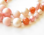 Pink and Orange Vintage Pearl Necklace