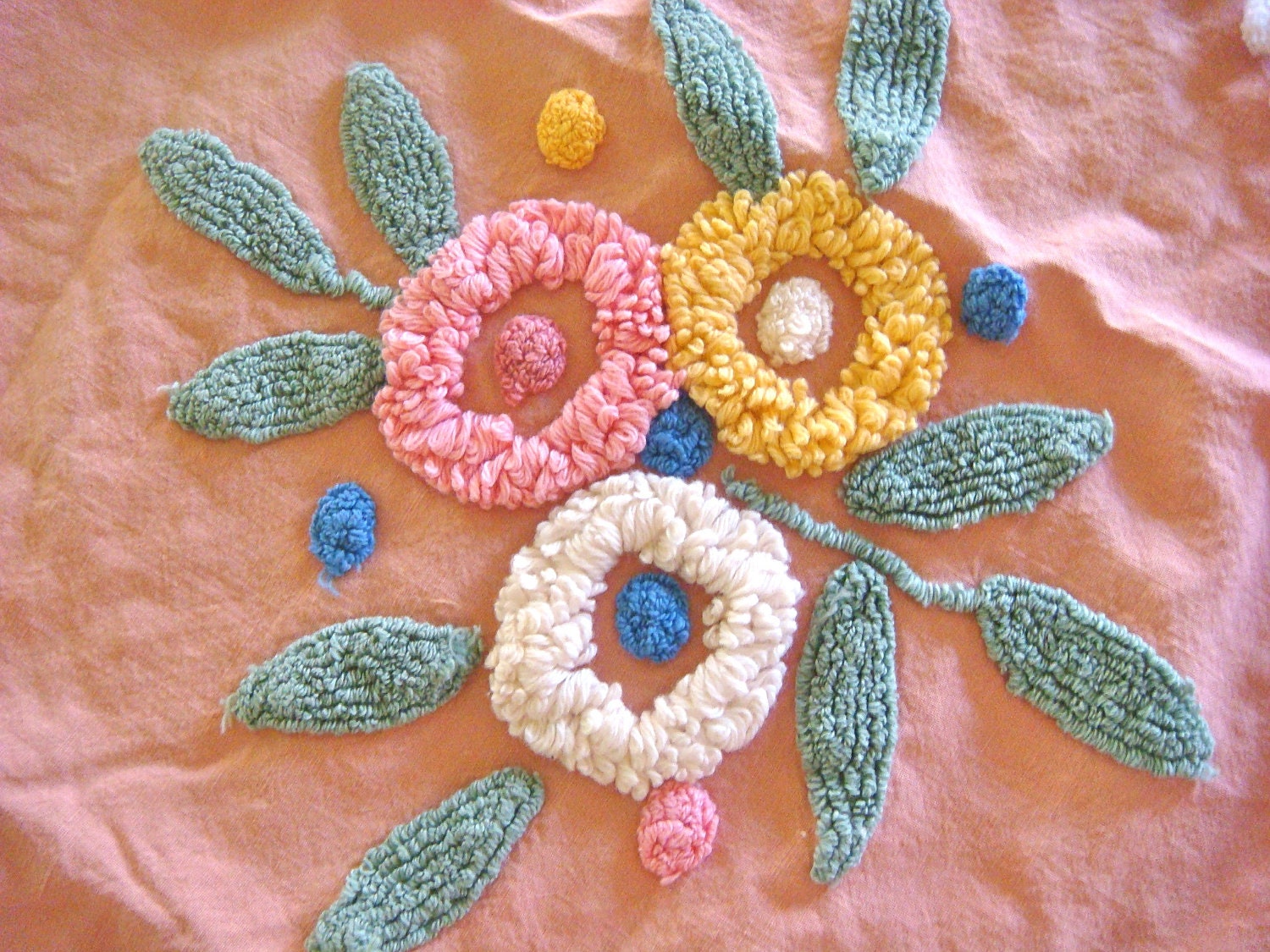 Lollipop Flowers and Pops Plush Vintage Chenille Fabric