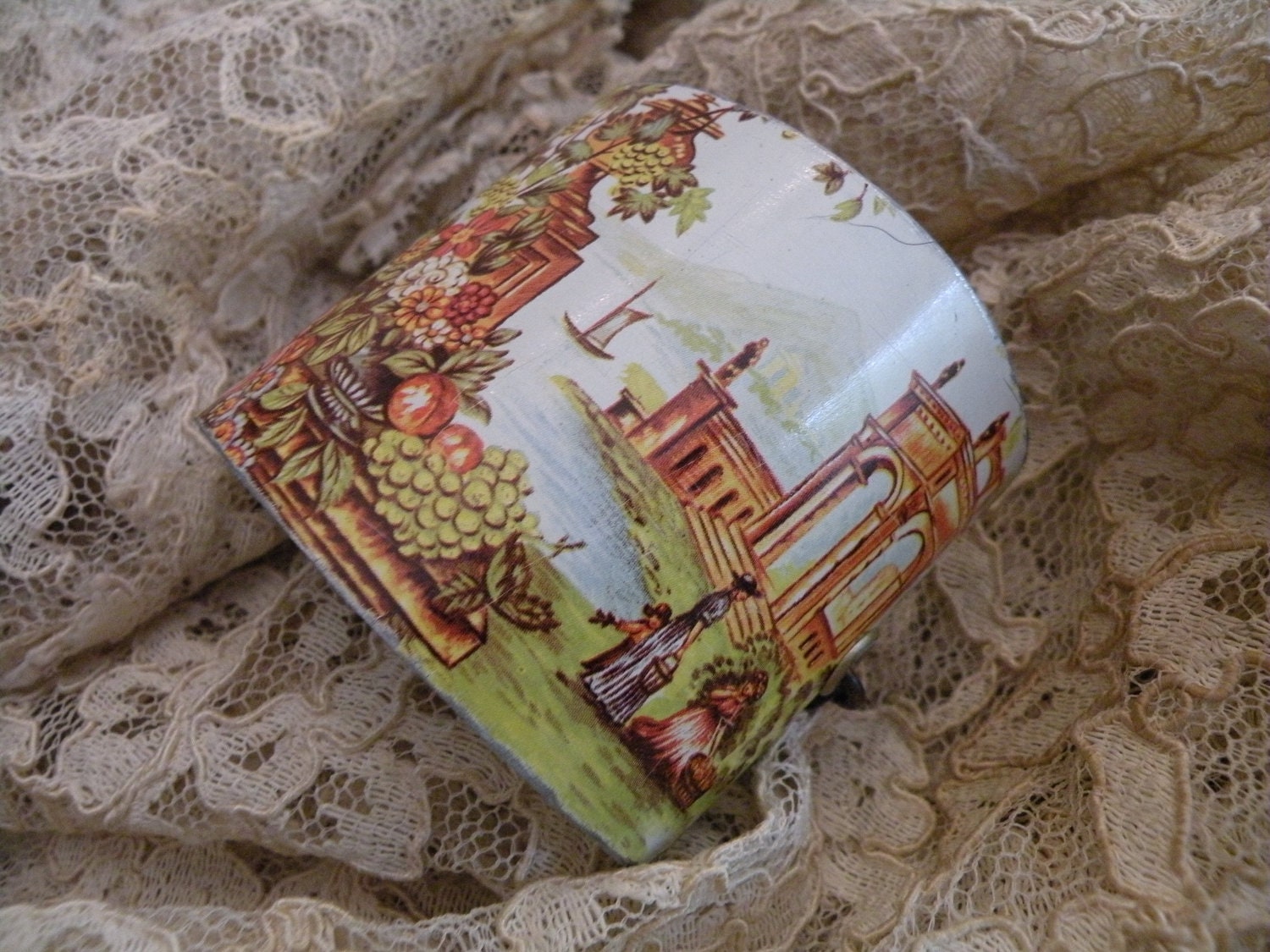 METAL PETALS fresh bracelet vintage floral assemblage tin cuff unique ooak gift idea rustic