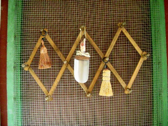 Vintage Peg Rack, Accordion Wall Hanger, Wood, Cottage Style Wooden Organizer for Hats, Jewelry, Belts, Ties, 2 Available