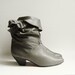 boots 9 / gray leather boots / slouchy 80s ankle boots / cuffed boots / shoes size 9 / vintage boots