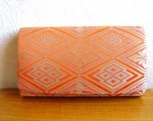 Vintage Japanese Kimono Clutch Bag Gold Orange Silver