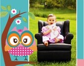 Custom One Photo Whimsy Owl Birthday Party Invitation
