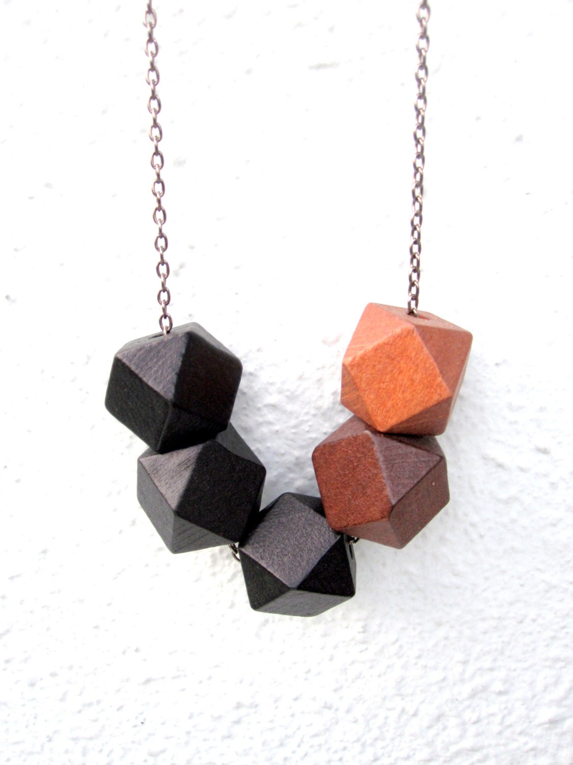 Geometric Necklace Ombre Necklace Wooden Cube Necklace