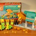 Vintage 70s Fisher Price Little People Lift and Load 942 w/ Construction Trucks Workers Blocks and Box Mid Century Modern