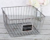 Rustic Magazine Basket Organizer Shabby Chic Vintage Home Decor