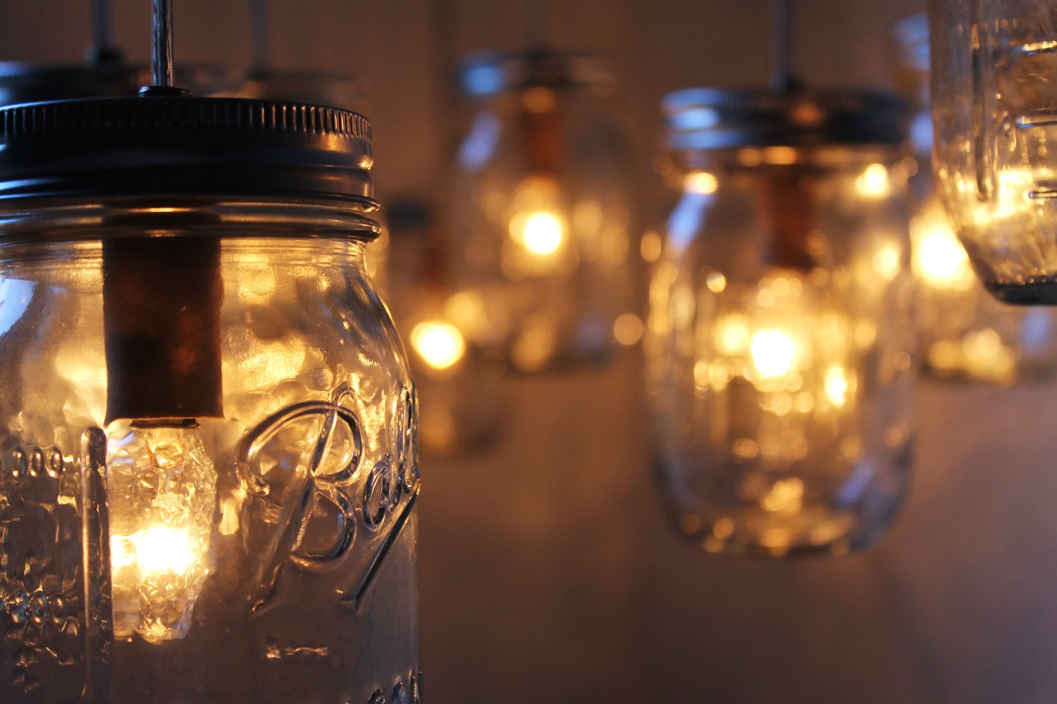 Special Order - Donna Carey - Canopy Style Mason Jar Chandeliers - BootsNGus Wedding Accessory Lamp Designs