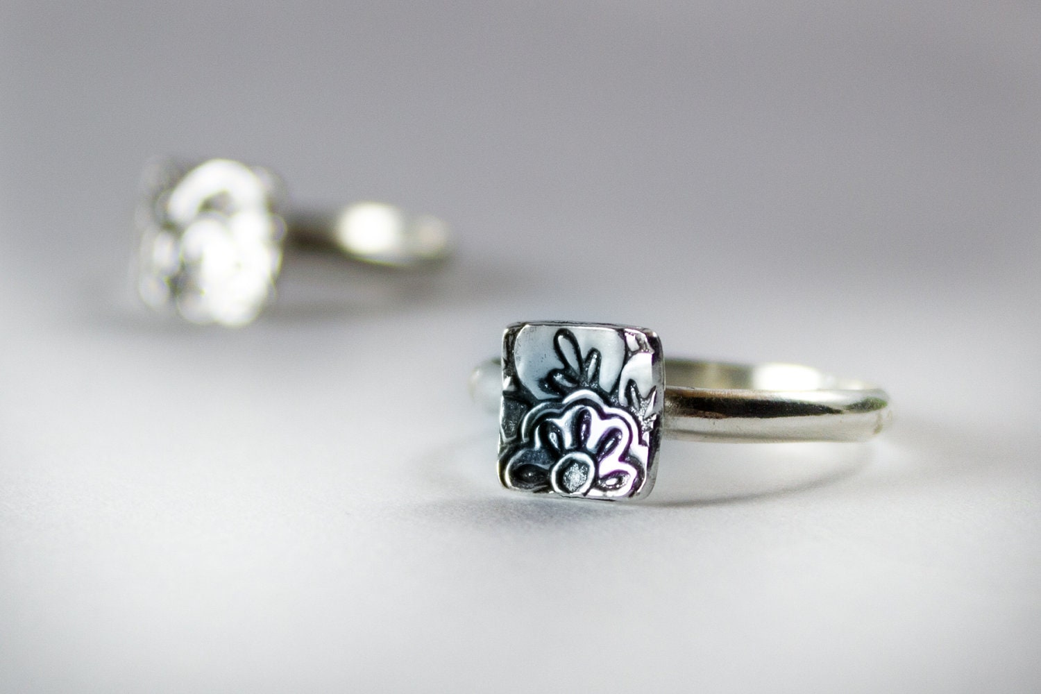 Sterling Silver Mehndi Lotus stacking Ring