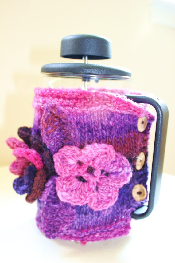 Cafetiere Bodum Coffee Pot Cosy Cover Flower by taffertydesigns