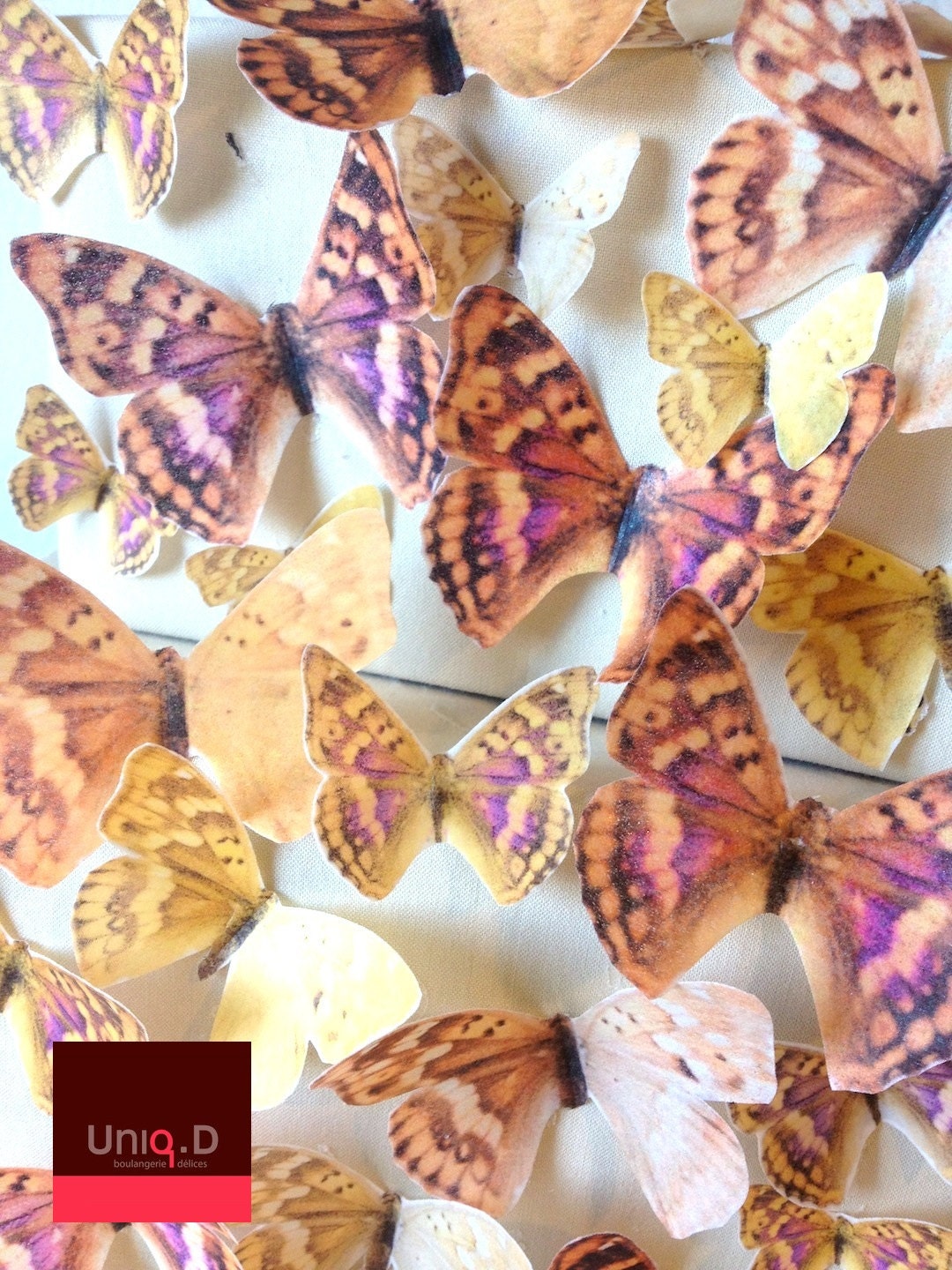 50 PRECUT yellow and purple wedding decoration - FREE SHIPPING - purple bouquet of butterflies - purple cake decoration by Uniqdots on Etsy