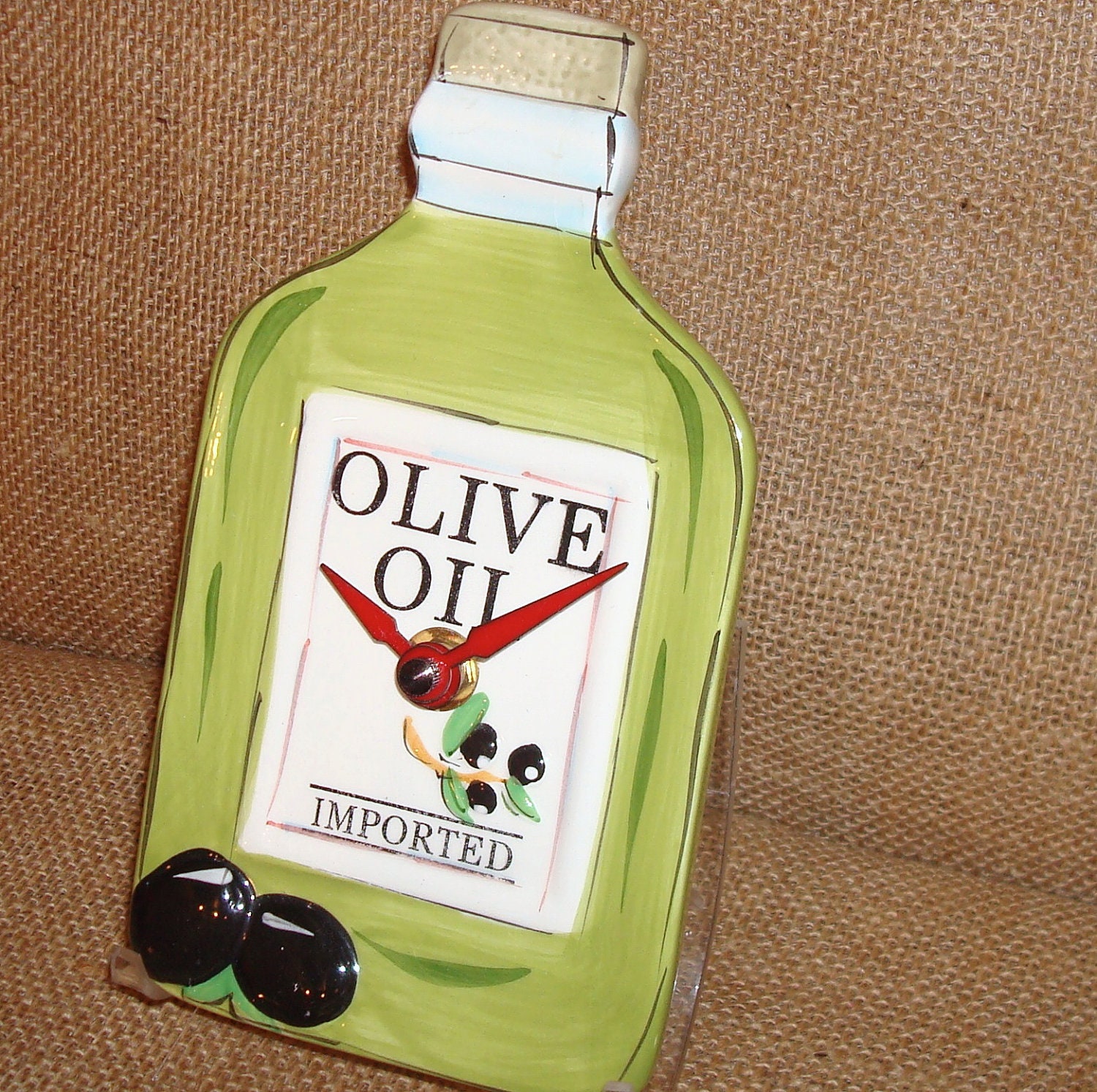 Wall Clock - Olive Oil Spoon Rest Wall Clock (4x7 inches) No. 896