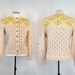 R E S E R V E D 1940s Sweater SEA SHANTY Vintage 40s Yellow and Blue Hand Knit Wool Cardigan w Nautical Ship Buttons