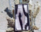 Zebra stripe Glass Domino tray pendant with chain by shoptillyoudropnow on Etsy