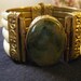 Vintage Bracelet Bangle Bone Brass Green Stone India Chunky
