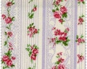 Romantic Memories Cotton Fabric Quilt Gate 8787-3E Lavender stripes and pretty pink roses
