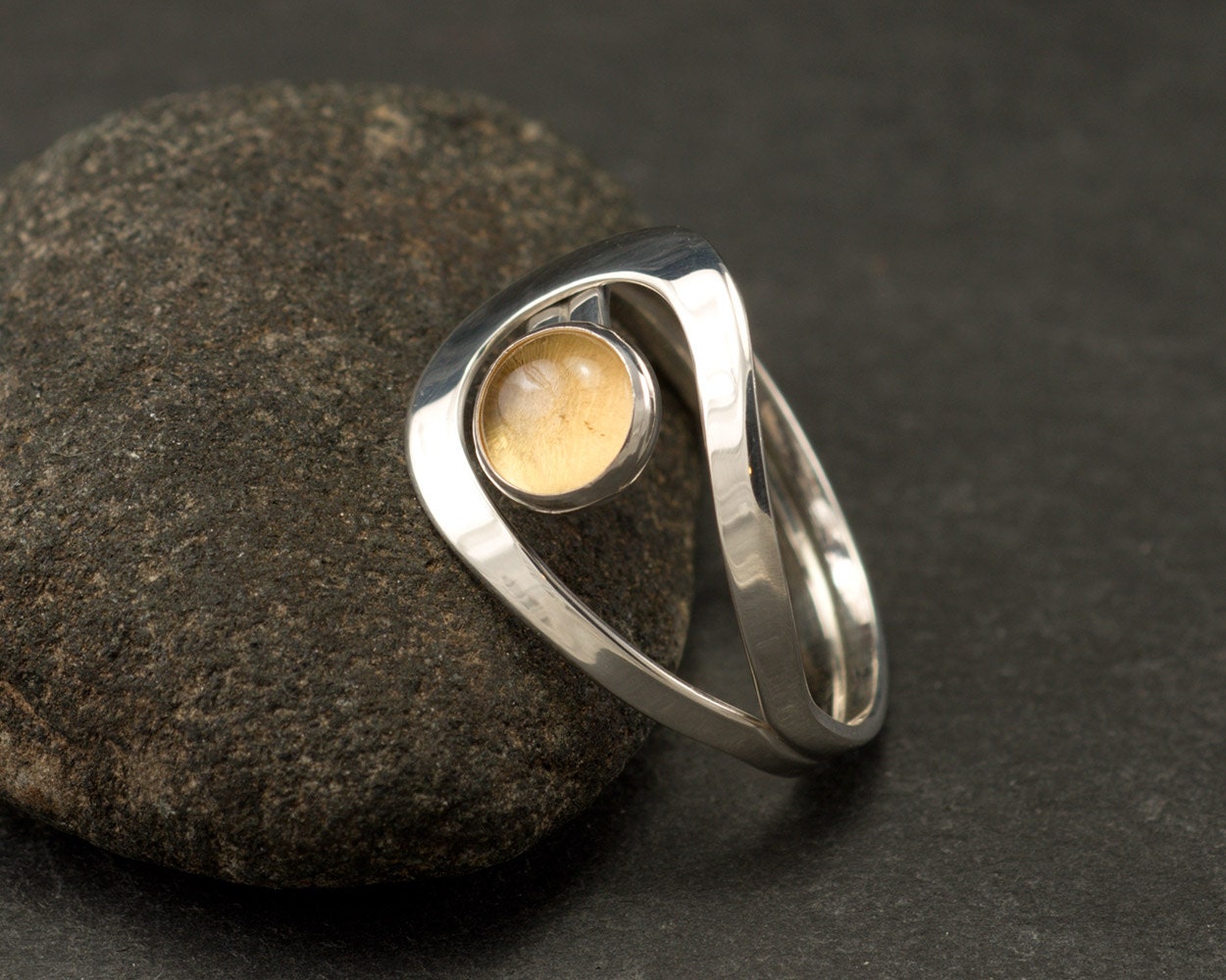 Citrine Ring- Silver Citrine Ring- Sterling Silver Yellow Stone Ring- November birthstone- handmade sterling silver ring- sizes 5 - 10