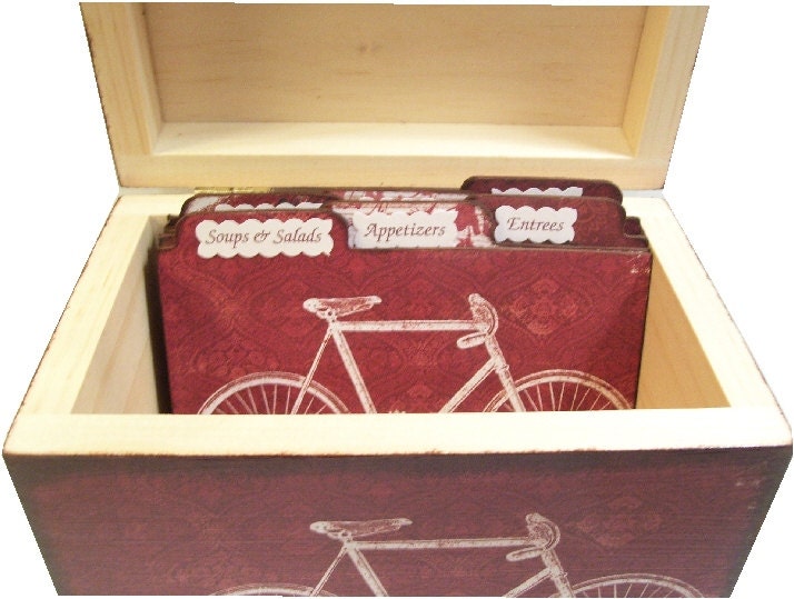 Recipe Tab Dividers MADE TO ORDER Coordinates with my Red Bicycle Recipe Box 4 x 6 4 by 6 (Set of 6)