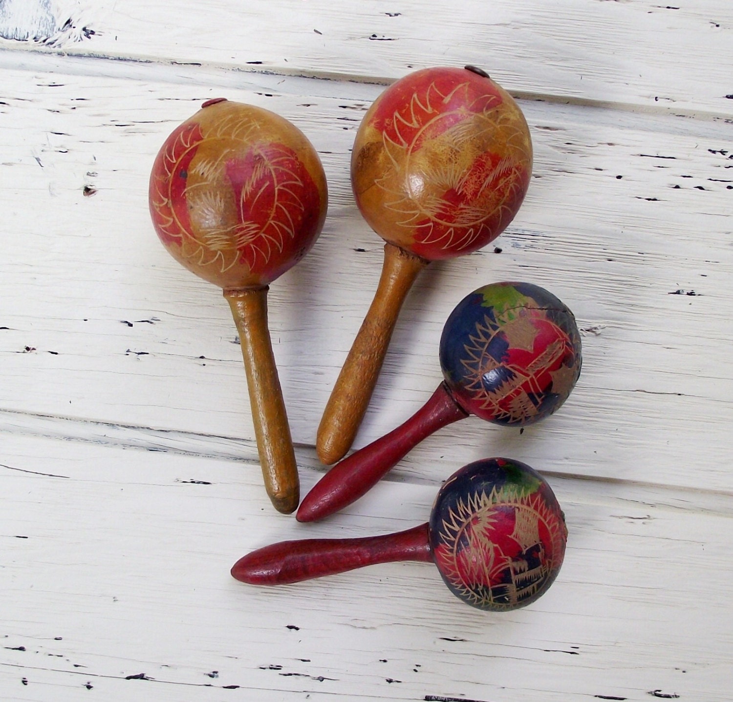 2 Sets Vintage Cuban Maracas