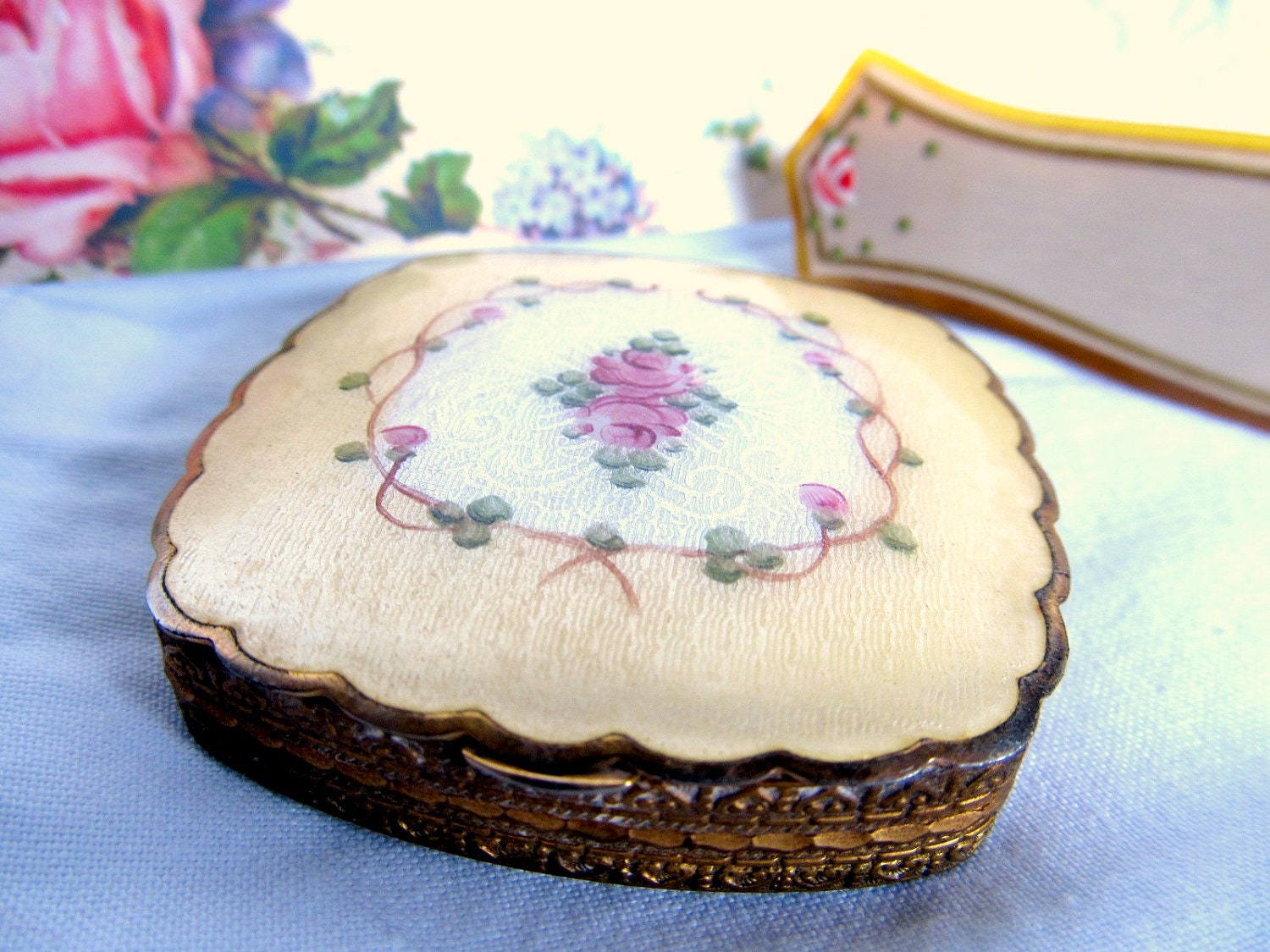 French Enamel Guillouche Powder Compact
